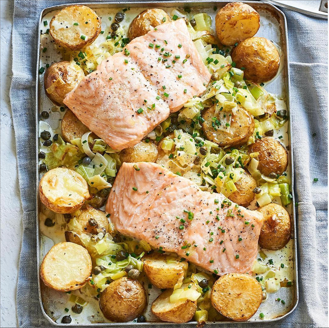 [Receta] Salmón con papas y puerros a la crema