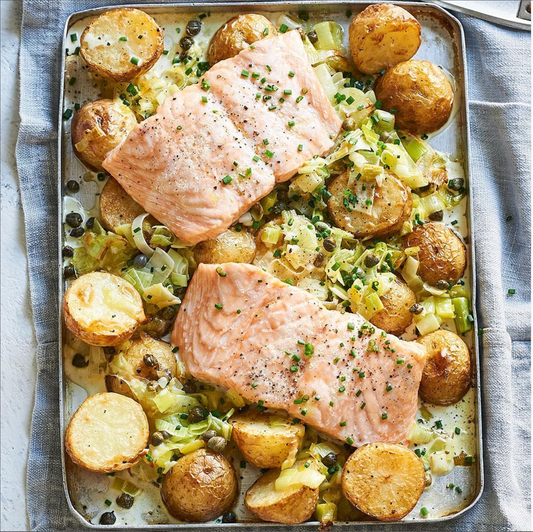 [Receta] Salmón con papas y puerros a la crema